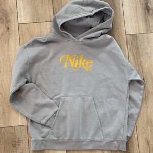Nike Hoodie Girl's XL Light Blue Grey Gold Logo